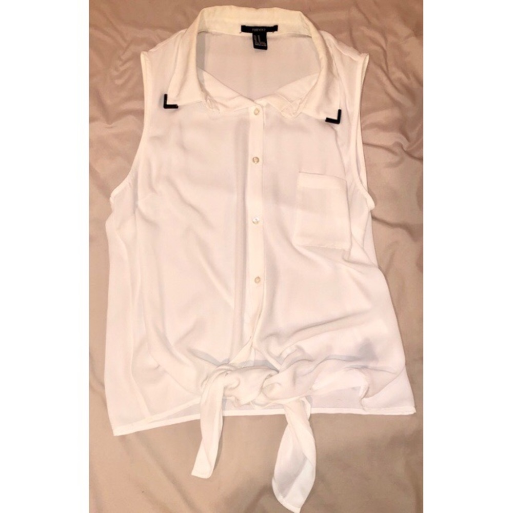 Button Up Tie Tank Top